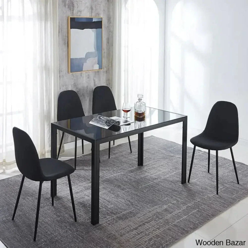 Ballentine 4&6 Seater Beautiful Glass Top Dining Table Set - Craft Decor 4 / Black