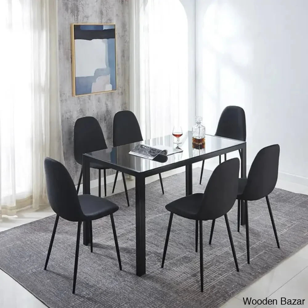 Ballentine 4&6 Seater Beautiful Glass Top Dining Table Set - Craft Decor 6 / Black