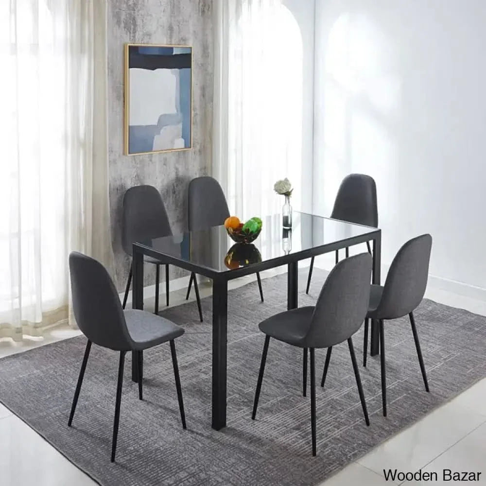 Ballentine 4&6 Seater Beautiful Glass Top Dining Table Set - Craft Decor 6 / Gray
