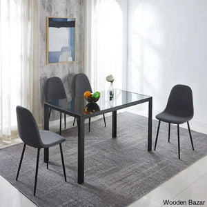 Ballentine 4&6 Seater Beautiful Glass Top Dining Table Set - Craft Decor 4 / Gray