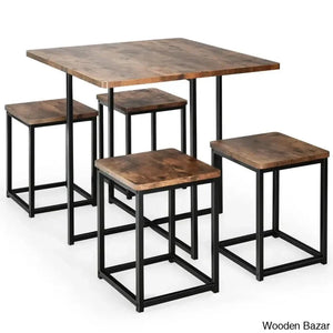 Bardalph Modern 4 Seater Dining Table Set - Craft Decor Brown
