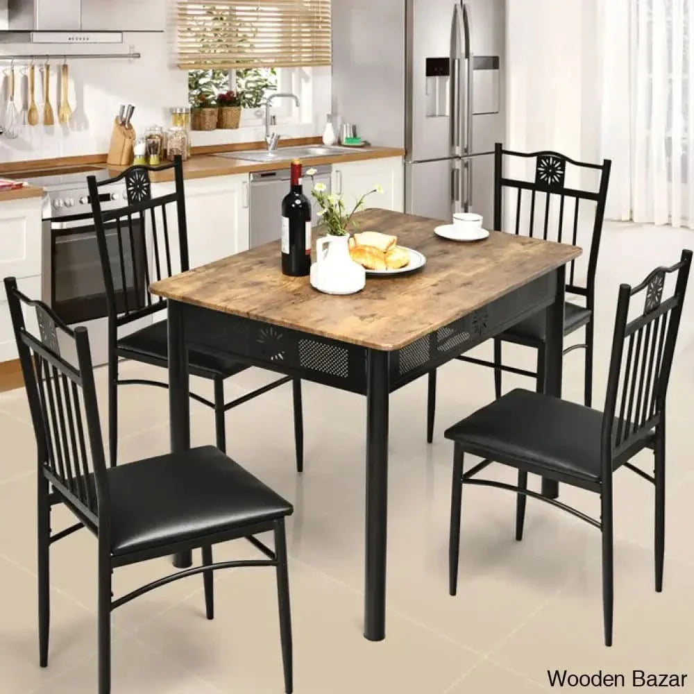 Barker 4 Seater Dining Table Set - Craft Decor Light Brown