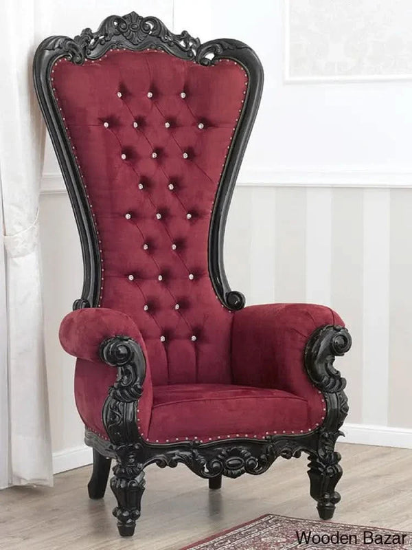 Baroque armchair Regina high back Dark style thorne black lacquered velvet burgundy