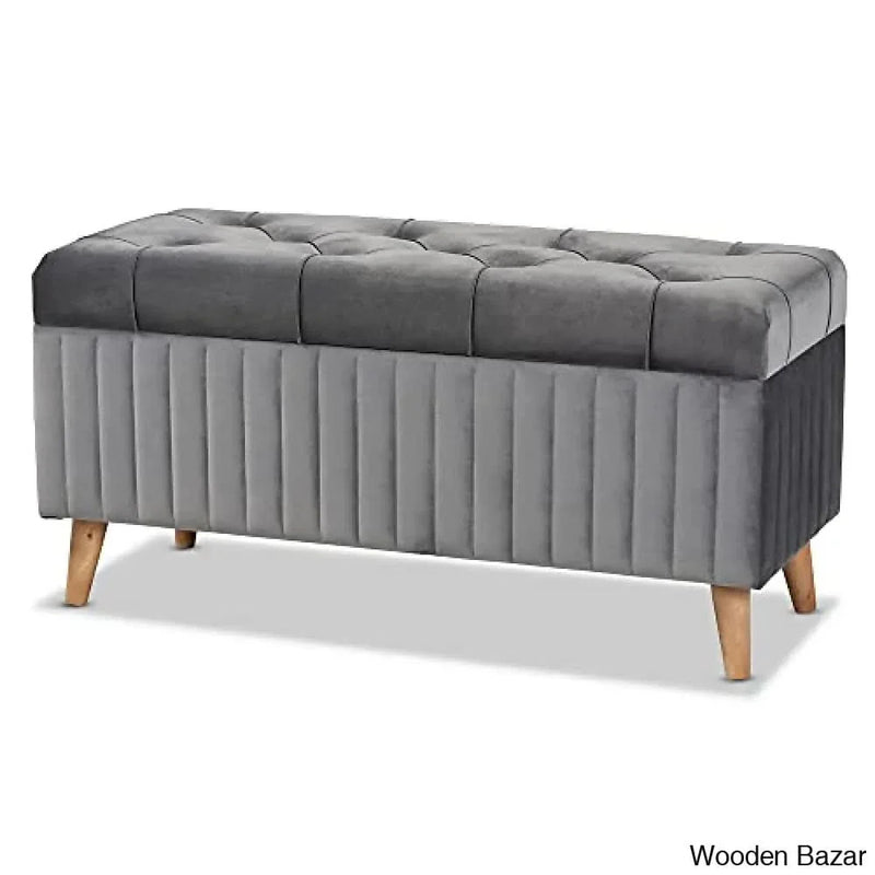 Baxton Studio 188-11568-AMZ Ottomans, Grey/Walnut Brown