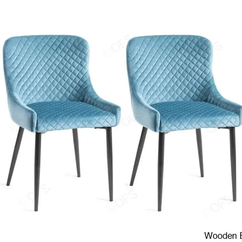Bentley Designs Cezanne Petrol Blue Velvet Fabric Dining Chair in Pair with Sand Black Powder Coated Legs