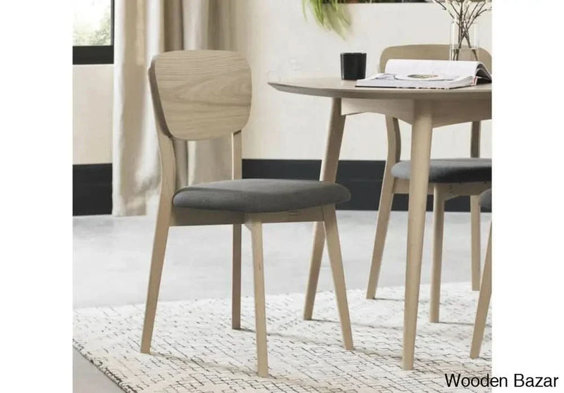 Bentley Designs Dansk Scandi Oak Cold Steel Fabric Veneer Back Chair in Pair