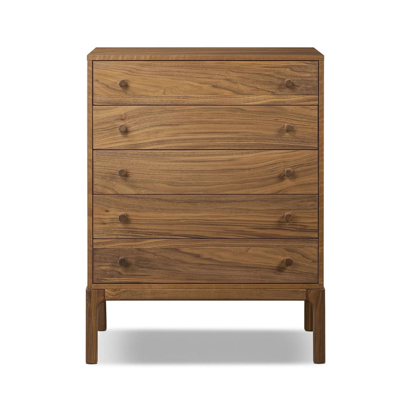 Kerrafi Walnut 5-Drawer Dresser - Craft Decor