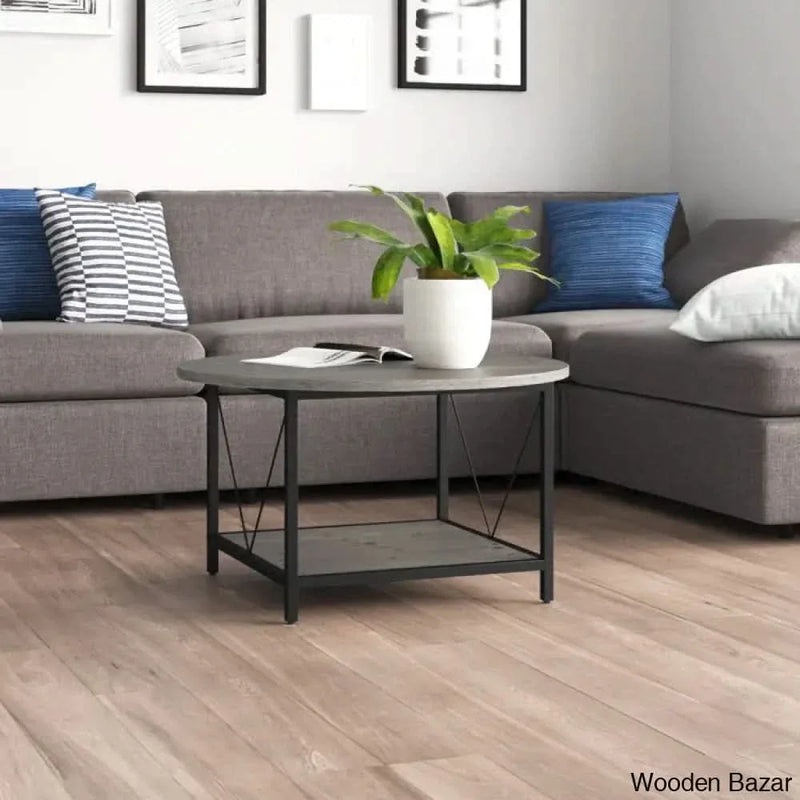 Bertrian 31" 4 Legs Round Coffee and center Table with Storage for Living Room