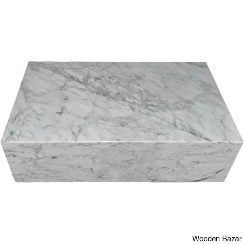 Betec Marble Block Coffee and center Table - Carrara Marble