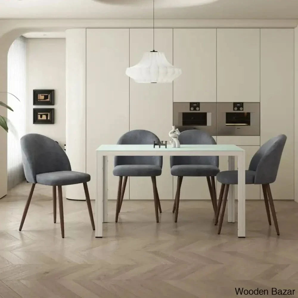 Blaan 4 Seater Glass Top Dining Set - Craft Decor Gray/White