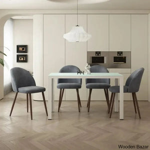 Blaan 4 Seater Glass Top Dining Set - Craft Decor Gray/White