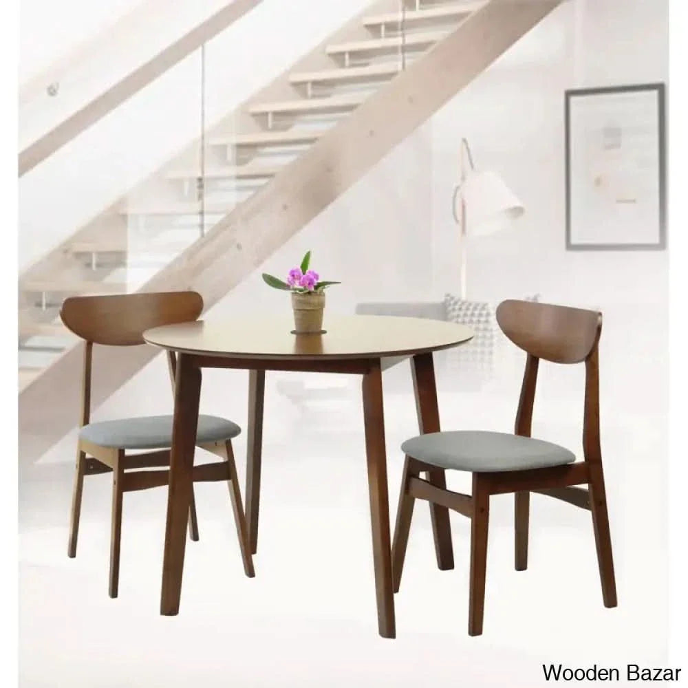 Blaan New 2 Seater Dining Table Set - Craft Decor Walnut