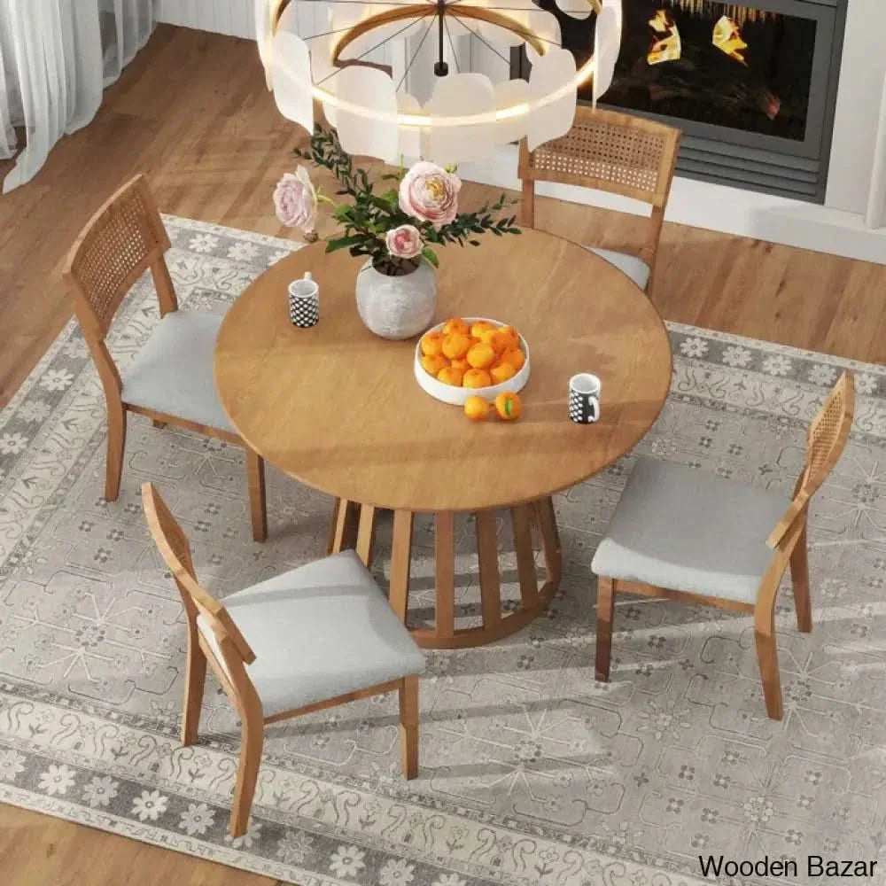 Blackburn 4 Seater Dining Table Set - Craft Decor Brown