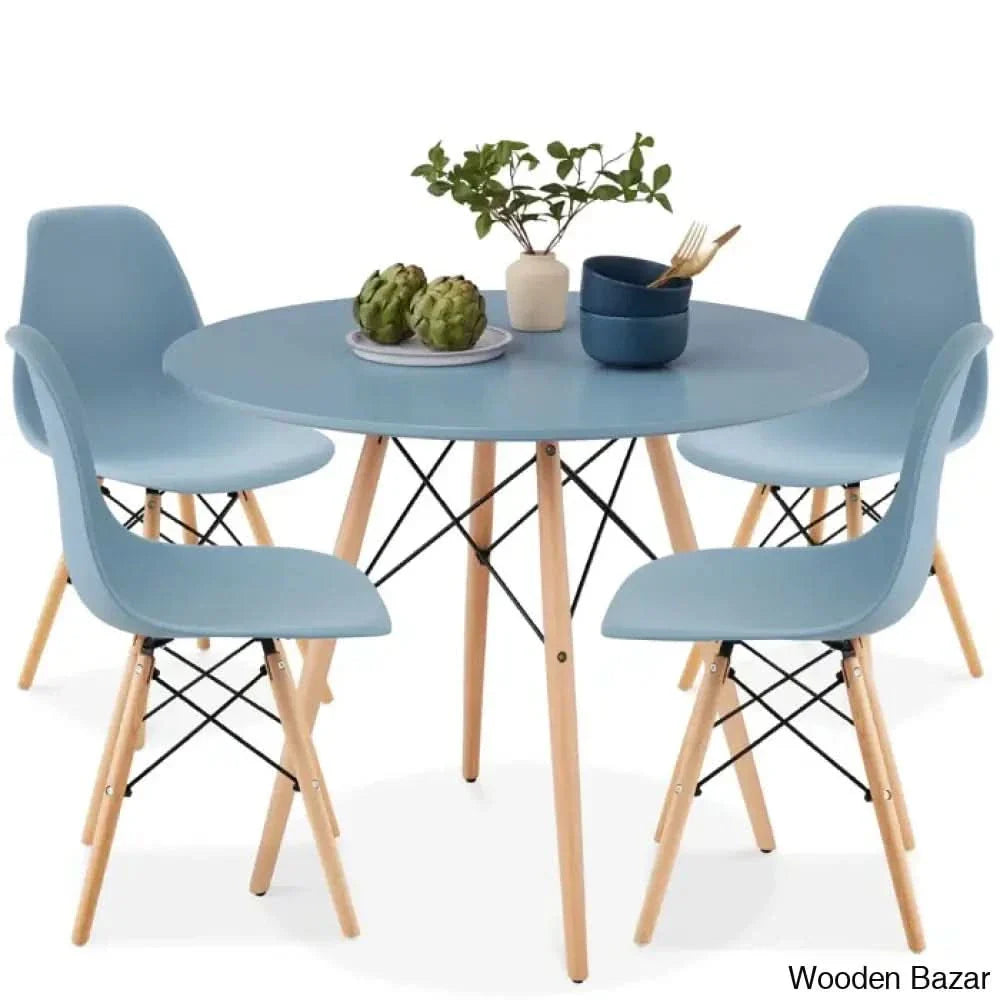 Blaine 4 Seater Stylish Dining Table Set - Craft Decor Light Cyan