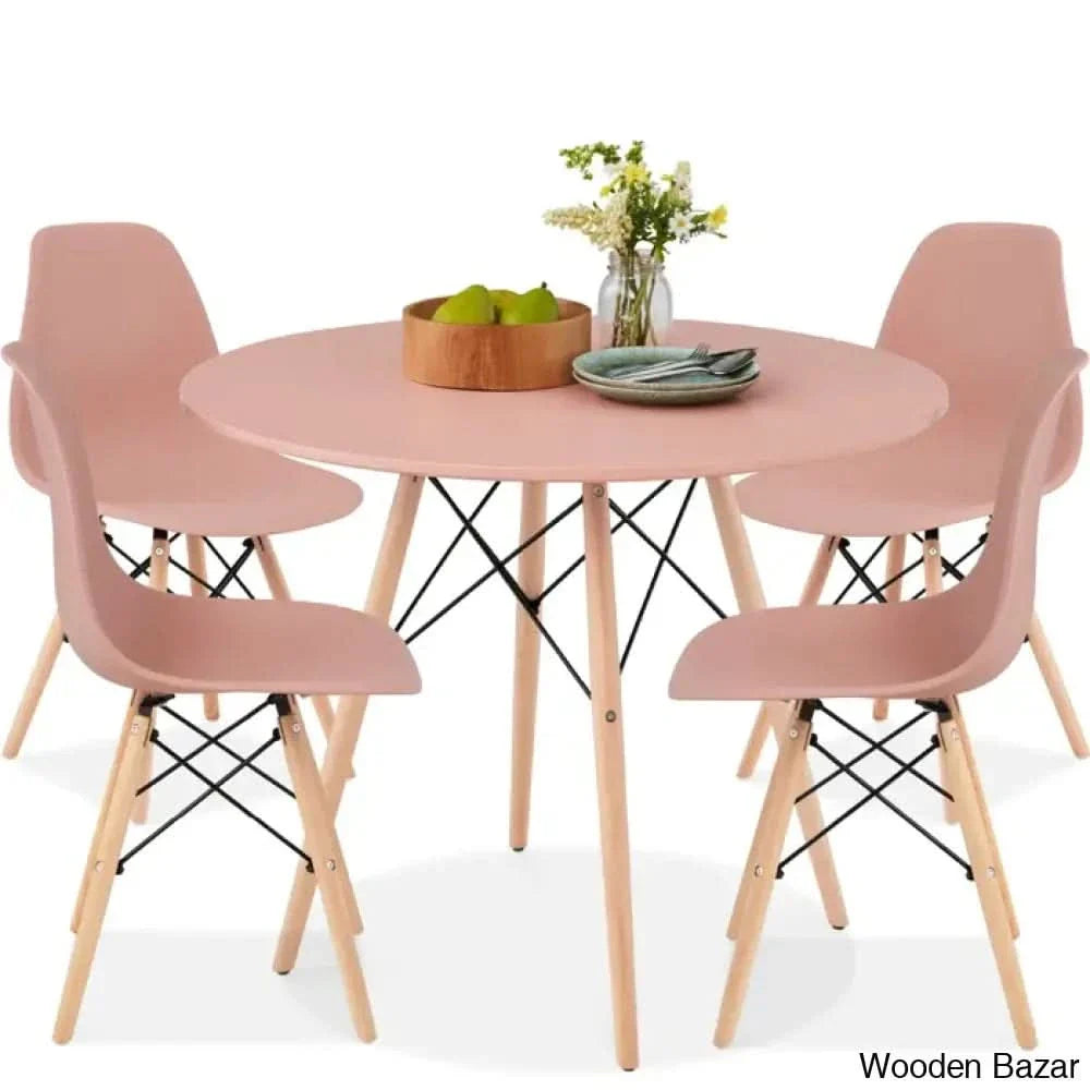 Blaine 4 Seater Stylish Dining Table Set - Craft Decor Pink