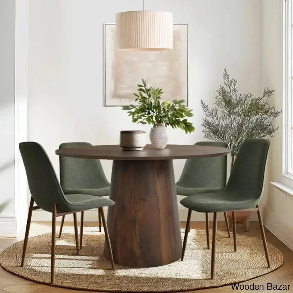 Bornet Royal 4 Seater Round Pedestal Dining Table Set Green