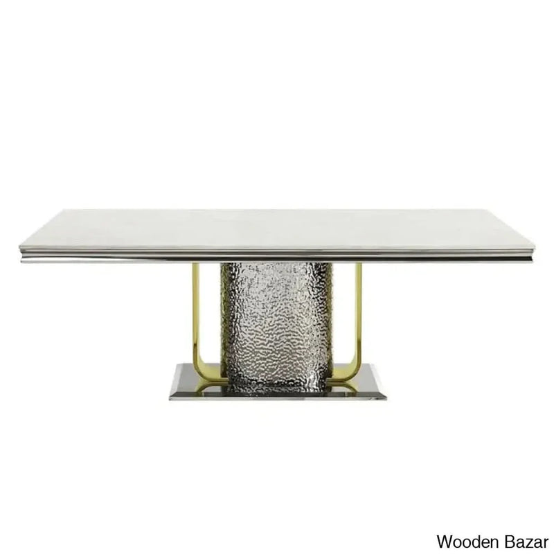 Boult 4 seater Luxury Dining Table set in Faux Marble Top Pedestal