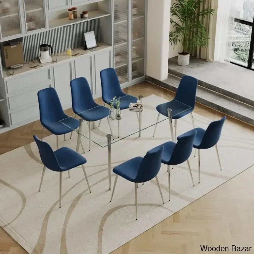 Brawley 4 & 8 Seater Dining Table Set In Glass Top