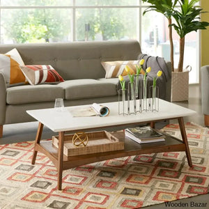 Brenton 4 Legs Coffee Table With Storage And Center Table Pecan