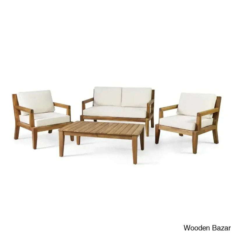 Briarmeade Solid Wood 4 - Person Seating Group with Cushions