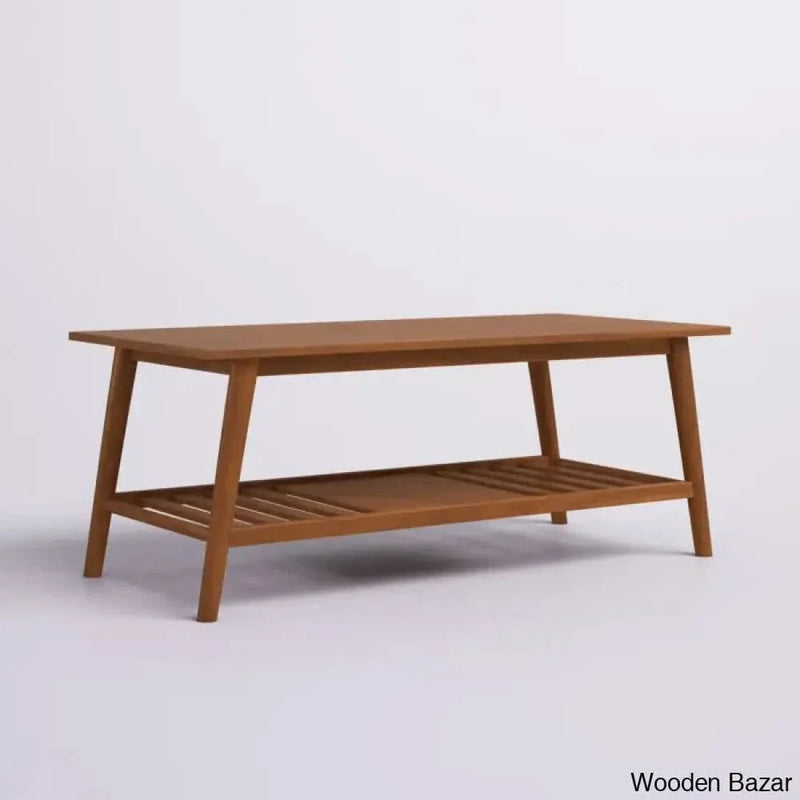 Brockly 47” Wood and Veneers Coffee and center Table with Decorative Shelf
