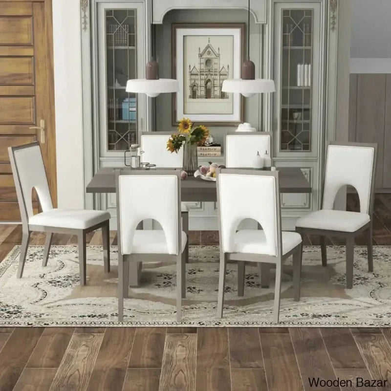 Burle Wooden 6 Seater Trestle Dining Table Set - Craft Decor