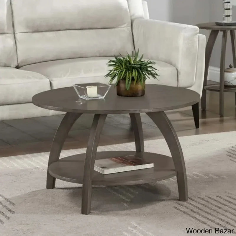Cabool Round Coffee Table with Shelf Coffee and Center Table