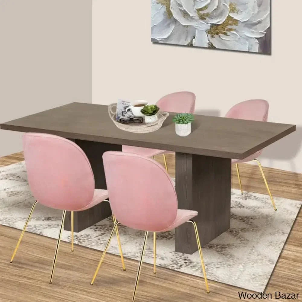 Cady 4 Seater Double Pedestal Dining Table Set - Craft Decor Walnut