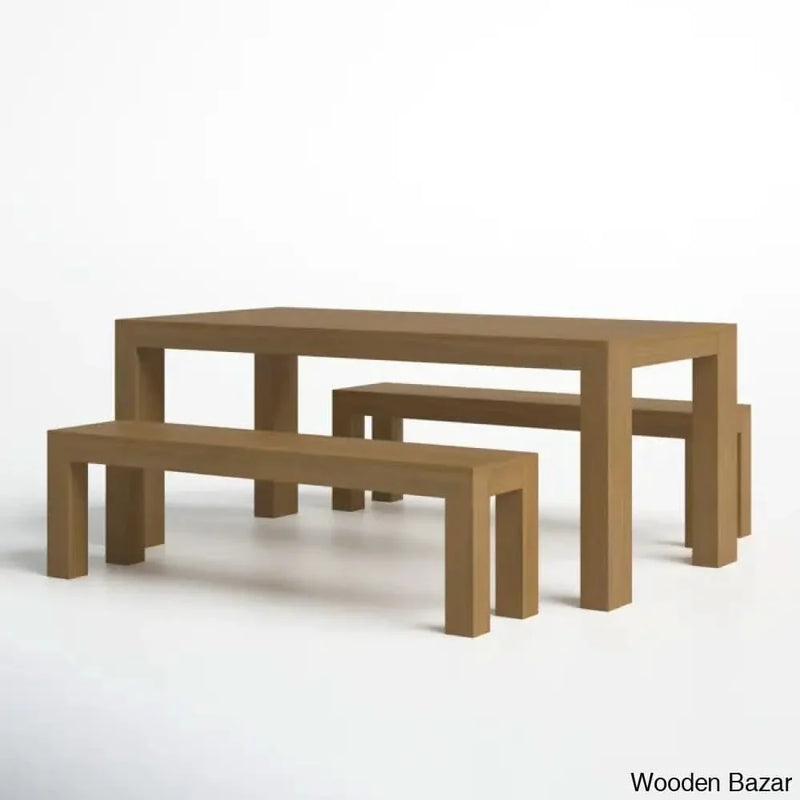 Cady 6 Seater Teak Wood Solid Wood Dining Set - Craft Decor