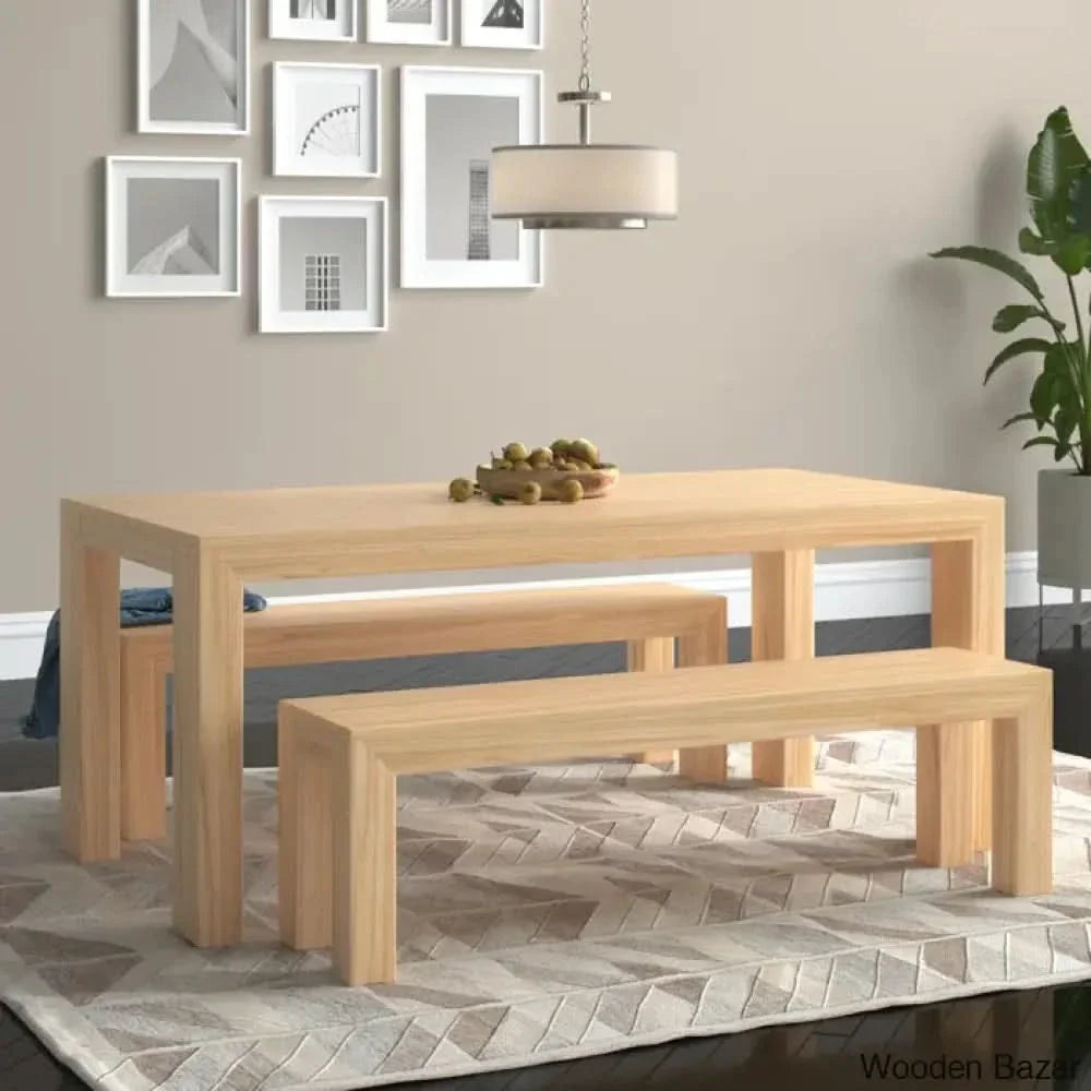 Cady 6 Seater Teak Wood Solid Dining Set - Craft Decor Blonde Wirebrush