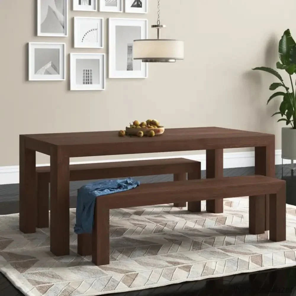 Cady 6 Seater Teak Wood Solid Dining Set - Craft Decor Walnut Wirebrush