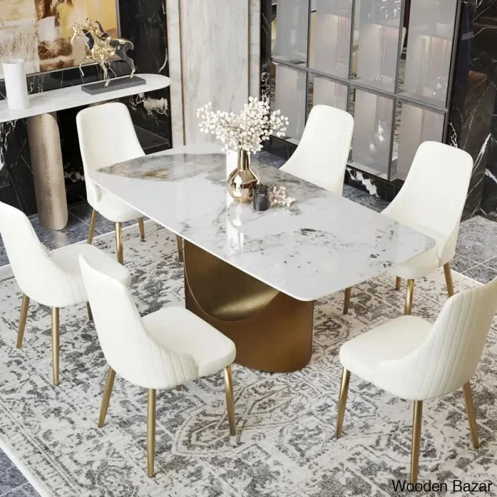 Cage Royal 4 & 6 Seater Stone Top Pedestal Dining Set - Craft Decor Seater