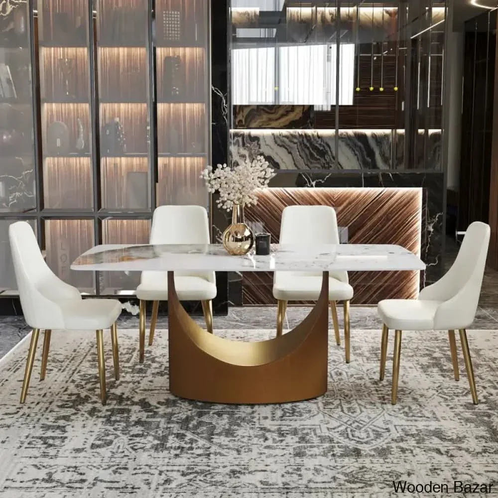 Cage Royal 4 & 6 Seater Stone Top Pedestal Dining Set - Craft Decor Seater