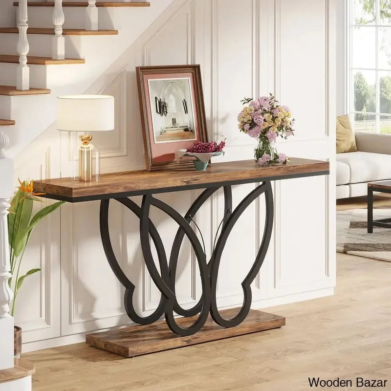 Calero 55.11" Accent Console Sofa Table with Butterfly Frames
