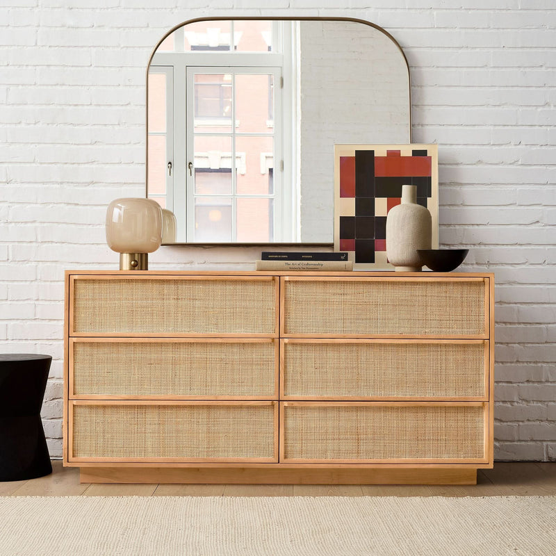 Kerry Modern Rattan Cane 6-Drawer Dresser - Craft Decor