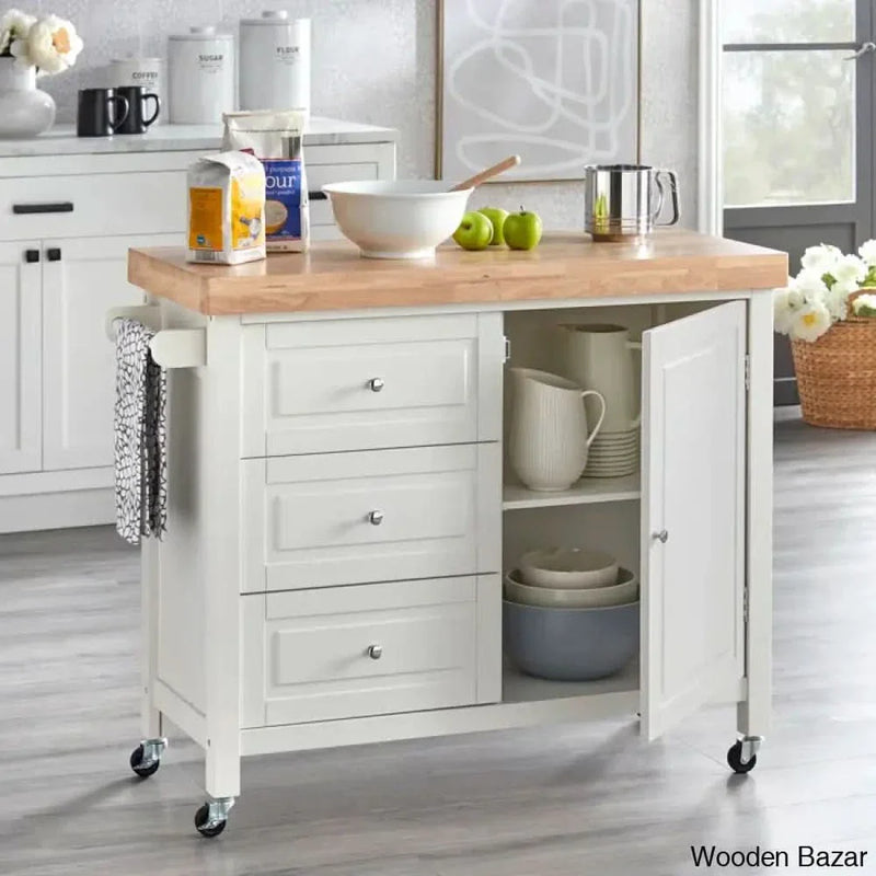 Callahan Wood Kitchen Cart Kitchen trolley cart cabinet kitchen island with storage