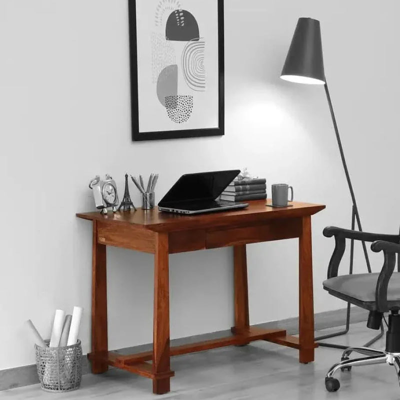Cambria Z Solid Wood Writing Table In Honey oak Finish