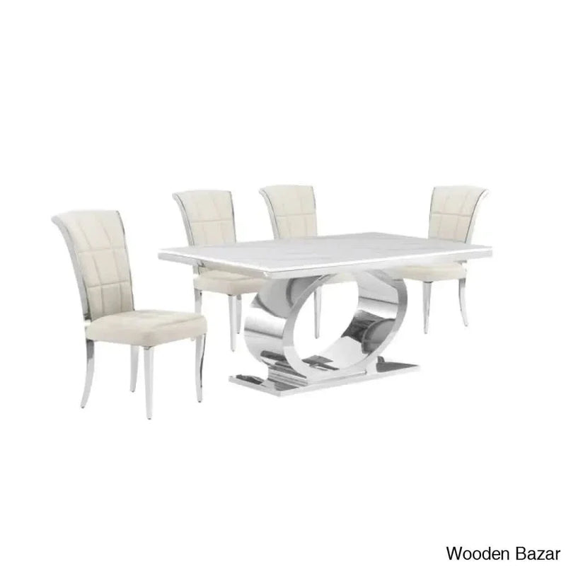Carlot Latest Marble Top Pedestal Dining Set - Craft Decor