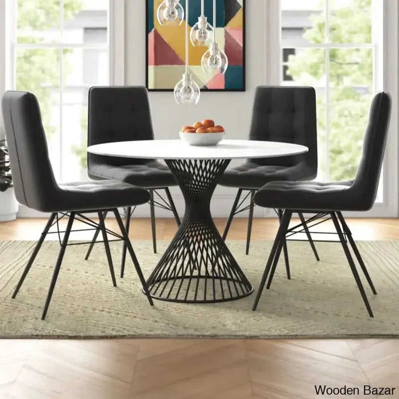 Carry New 4 seater  Pedestal Dining Table Set Marble Top