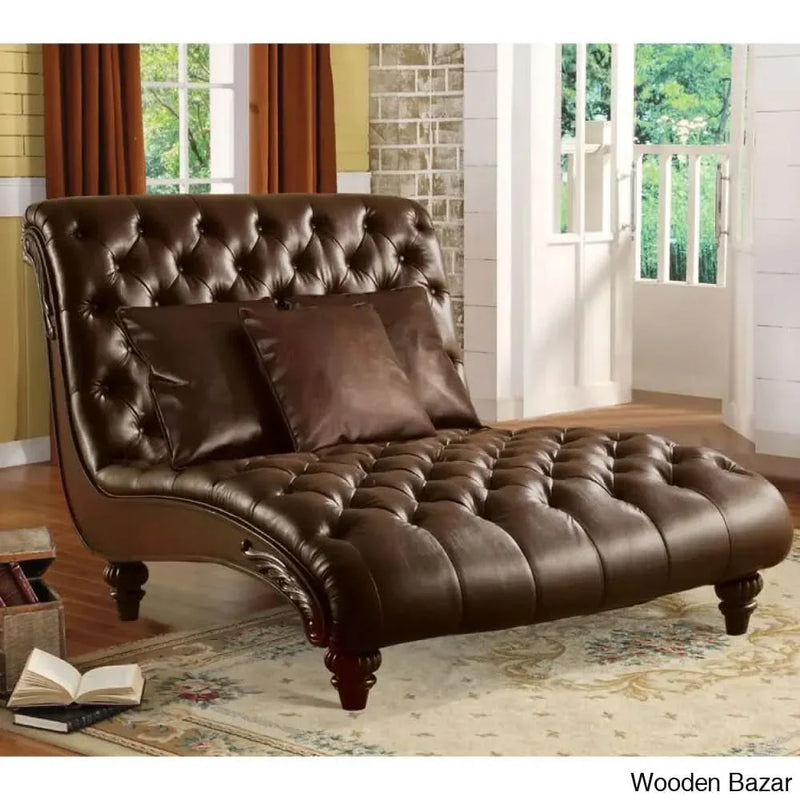 Cawthon Tufted Faux Leather Armless Chaise Lounge