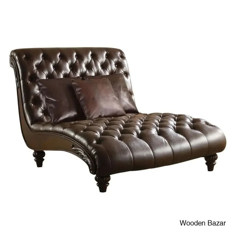 Cawthon Tufted Faux Leather Armless Chaise Lounge