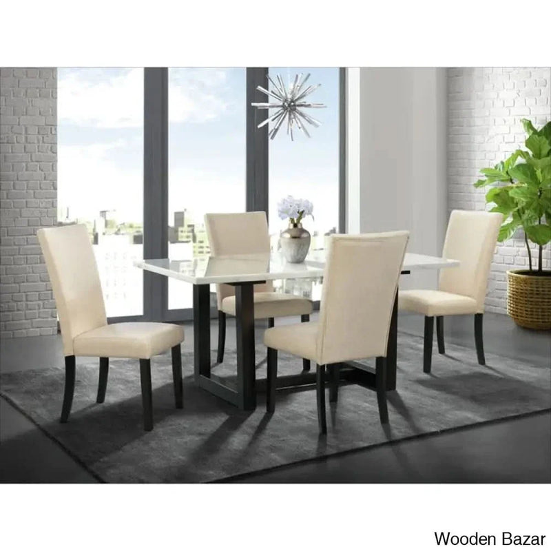 Cena 4 Seater New Sled Dining Set In Marble Top