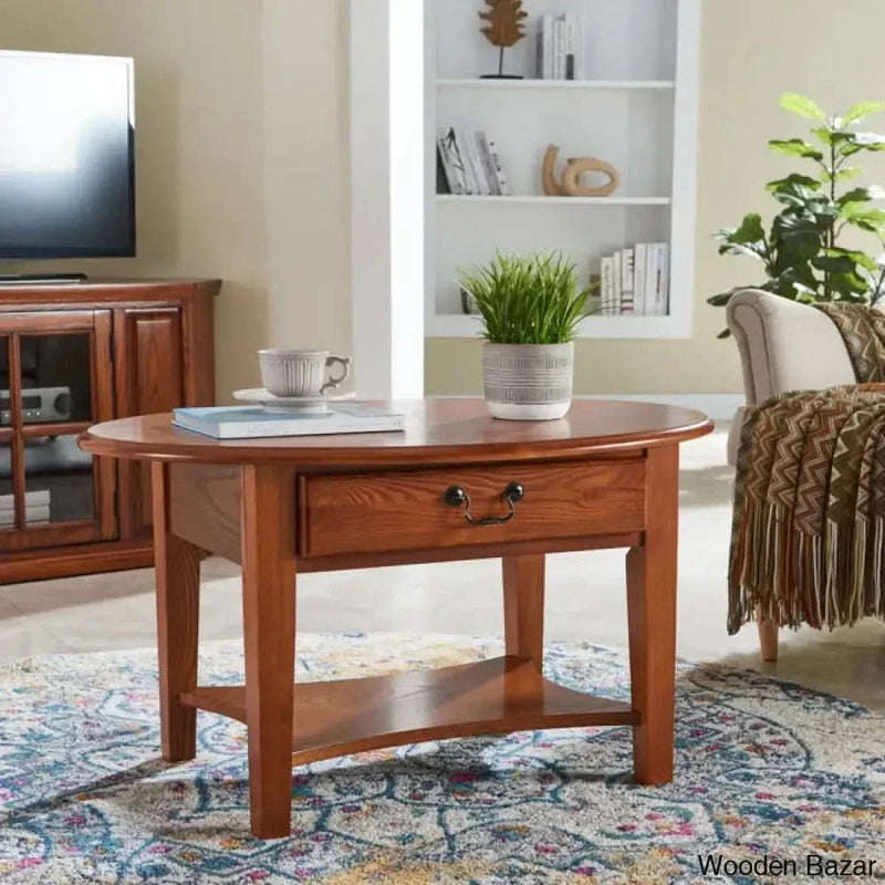 Channing Oval Solid Wood Coffee and Center Table