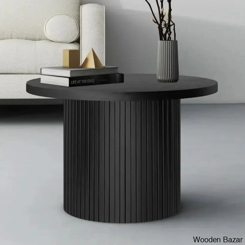 Charleily Pedestal Wood Round Coffee and Center Table