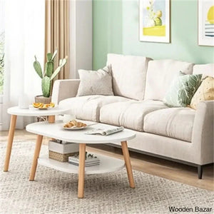 Charvoin Single Coffee And Center Table White/Natural Wood