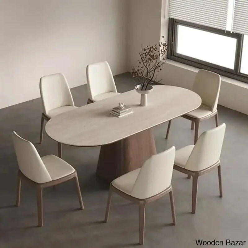Chatillion 6 Seater Modern Slate Dining Table Set Sleek Table and Chairs for Minimalist Spaces