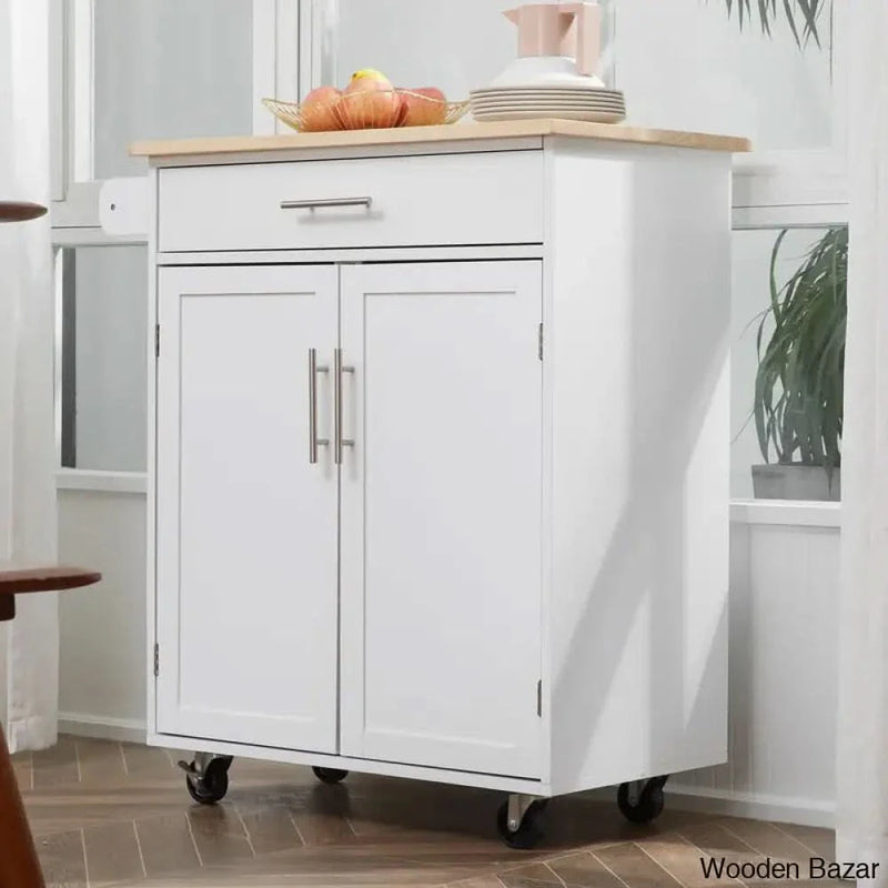 Cheng Solid Wood Top Kitchen Cart Kitchen trolley cart cabinet kitchen island with storage