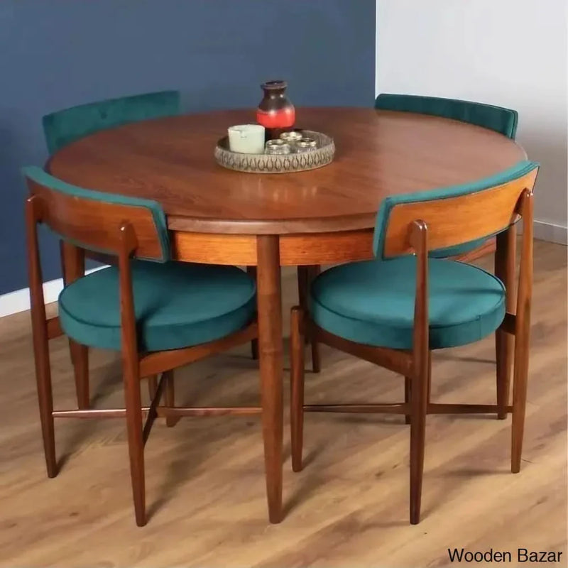 Chic Solid Wood 4-Seater Dining Set with Modern Chairs