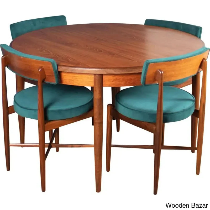 Chic Solid Wood 4-Seater Dining Set with Modern Chairs
