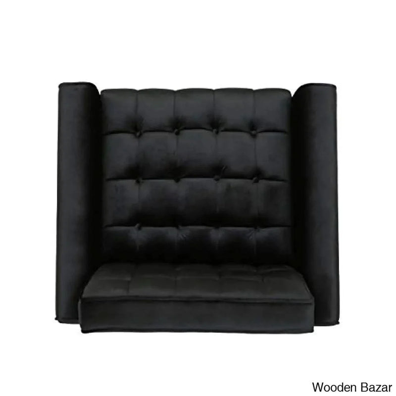 Christopher Knight Home Betsy Velvet Armchair, Modern Glam, Button-Tufted, Waffle Stitching, Black